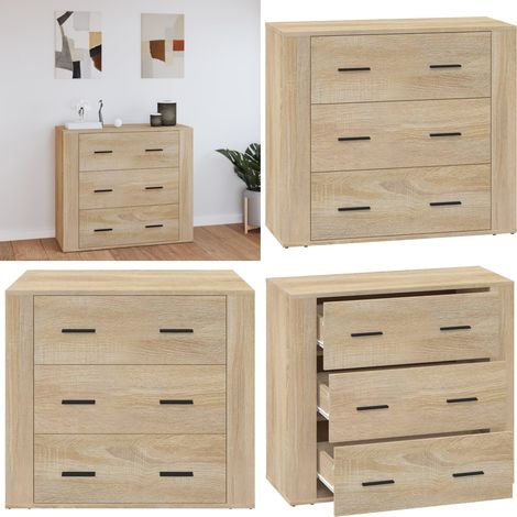 Sideboard Sonoma-Eiche 80x33x70 cm Holzwerkstoff - Sideboard - Wohnzimmer Möbel - Eiche Sideboard - Holzmöbel - Schubladenschrank - Home & Living (1/5)
