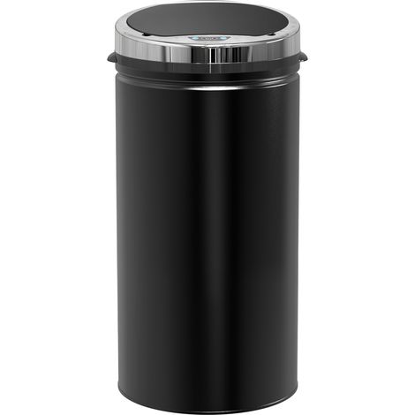 Poubelle automatique 42L acier galvanisé capteur mouvement bac interne mobile noir