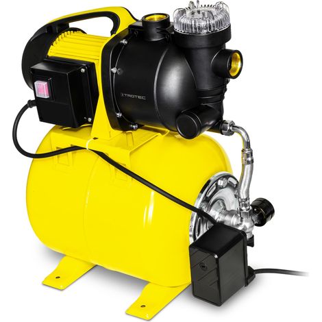 TROTEC Hauswasserwerk TGP 1025 EF – Pumpe mit Vorfilter, Leistung 3500 l/h, 1000 W, Förderhöhe 30 m – Energiesparend, Auto-Restart, Auto-Stop, für Brauchwasserversorgung, Bewässerung, Edelstahl (1/5)