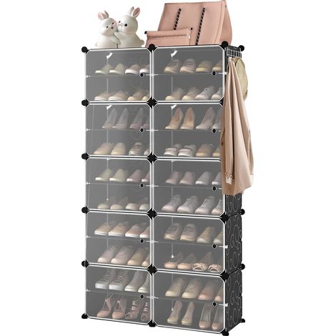 Haloyo® Schuhregal mit 10 Ebenen, Schuh-Organizer, für Flur Schlafzimmer Eingang, Schuh-Organizer, Schwarz (1/5)