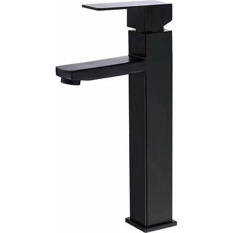 Robinet de salle de bain haut [angulaire - noir mat] - Robinet à bec haut pour lavabo à poser, robinet de lavabo à bec haut 300mm (1/3)