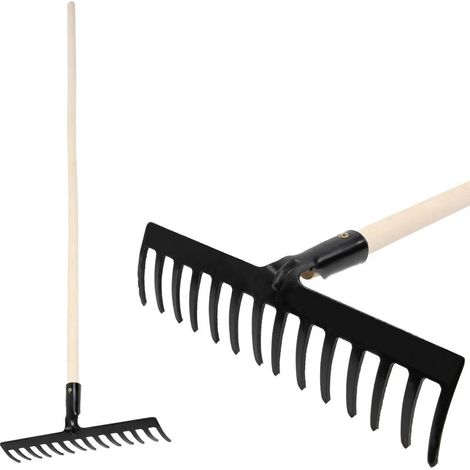 Gartenrechen Strend Pro Premium R-606, 14 Zinken, geschmiedet, Holzstiel