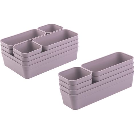 jeu d’organiseurs de tiroirs, boîte de rangement, système de séparation unique, réglable, lilas (1/5)