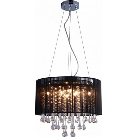 Suspension VERONA Zuma Line abat-jour organza noir 8xG9