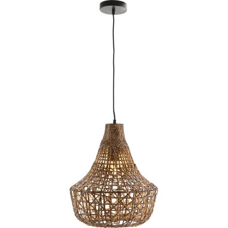Deckenleuchte 42X42X47 Natürliches Rattan/Schwarzes Metall (1/2)