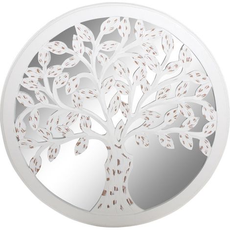 DKD Home Decor Miroir Arbre Bois de Manguier Blanc (1/3)