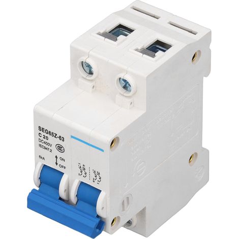 Disjoncteur miniature 2P 6kA 400V AC C20 20A, interrupteur pneumatique pour panneaux solaires photovoltaïques et système réseau (1/5)