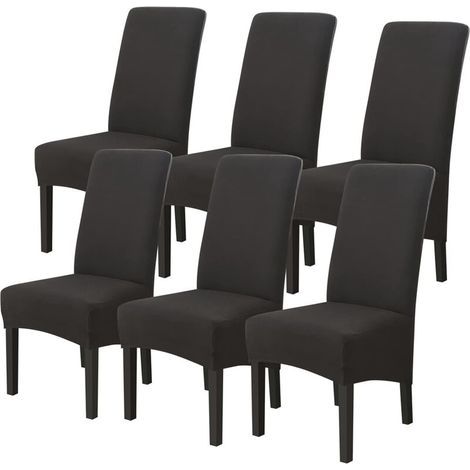 Housses de Chaises 6 pièces Grand Taille Noir,Housses pour Chaises de Salle a Manger Universelle, Couverture Couvre de Chaise Salon Moderne pour Mariage Reunion (1/4)