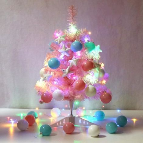Sapin de Noël de Table - - 60cm - PVC - Rose - Décoration pour Chambre Salon (1/4)