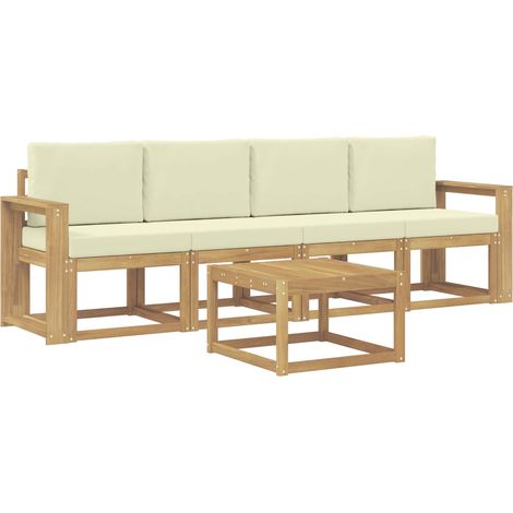 Set di divani da esterno con cuscino 5 pcs Bianco e Crema vidaXL