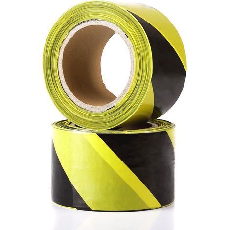 Nastro segnaletico giallo/nero in polietilene 200m x 70mm Modello - Scatola da 2 pezzi