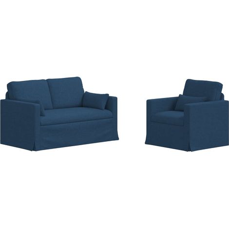 Ensemble de Canapés 2 pcs Salon de jardin Bleu 139 x 78 x 80 cm tissu (1/5)