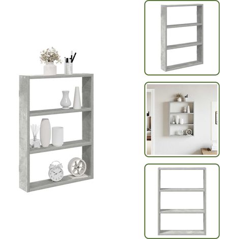Wandregal Betongrau 43x9x60 cm Holzwerkstoff - Wandregal - Wandregale - Schwebendes Regal - Schweberegal (1/5)