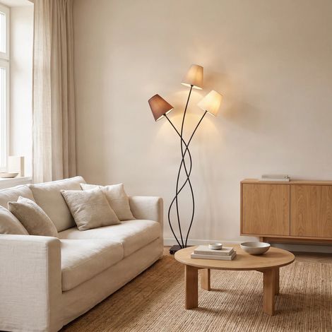 [GEBRAUCHT] B-Ware Lindby Stehleuchte Melis 130cm 3-flammig LED warmweiß schwarz braun grau Leuchte (1/2)