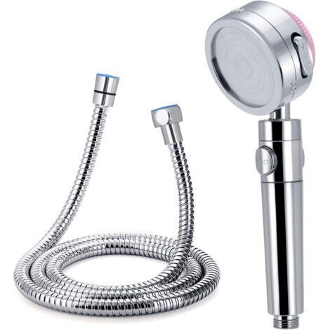 Universal Shower Head, Bathroom Shower Head with 3 Modes + 1.5M Flexible Stainless Steel Shower Hose (1/4)