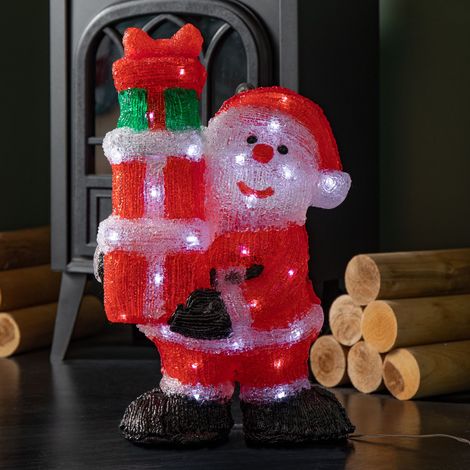 41cm Light up Acrylic Christmas Santa with 3 Gifts and 40 White LEDs (1/5)
