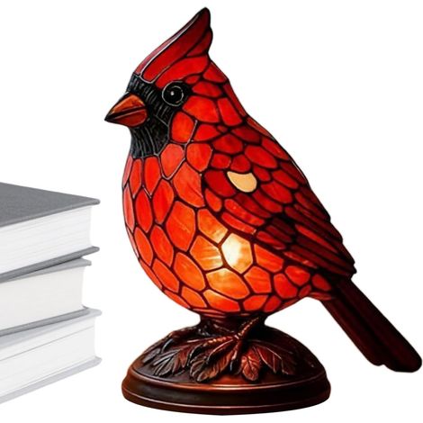 Cardinal Lamp, Red Resin Birds Night Light, Handmade Resin Table Lamp for Christmas Decor, Home, Office, Bedroom,RedTHY8210SXY2S-10x8x14cm (1/5)