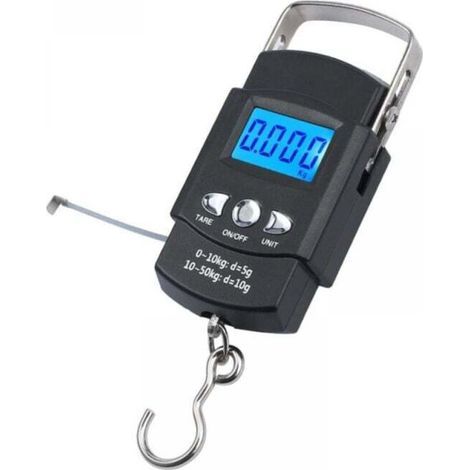Balance numérique électronique portative, balance bagage 50kg/10g avec crochet de mesure, ruban à mesurer et écran LCD rétroéclairé (1/4)