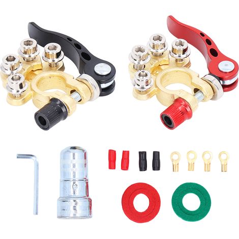 Connecteurs de bornes de batterie, déconnexion de voiture, 4 voies, positif et négatif, pour SAE/JIS Type A Post, 2 pièces