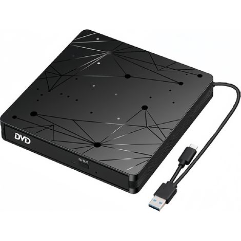 Lecteur DVD externe pour ordinateur portable, graveur CD/DVD optique portable avec connexion USB 3.0 pour PC de bureau
