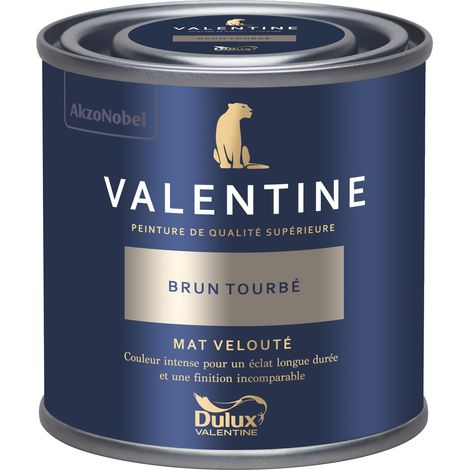 Dulux Valentine Peinture intérieure de haute qualité - Valentine - Couleur intense & pouvoir couvrant élevé - Mat Velouté Brun Tourbé 0,125 L