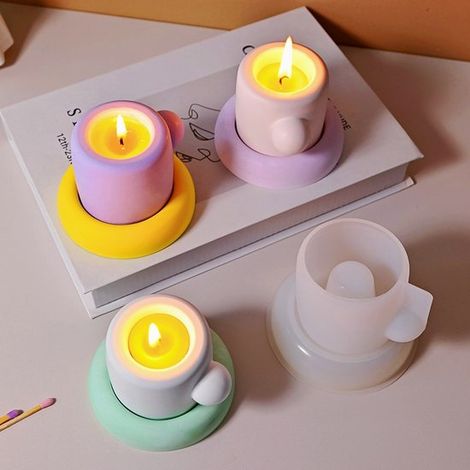 Taza para vela aromática, portavelas colgante, molde de silicona para espejo de cemento y yeso, 1 molde (1/2)