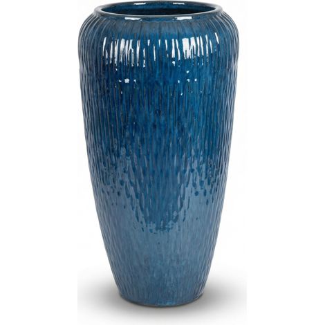 Provencelia Pflanzkübel Pompadour Ø30 cm Höhe 57 cm frostbeständig, keramisch, handgefertigt, Meeresblau (1/5)