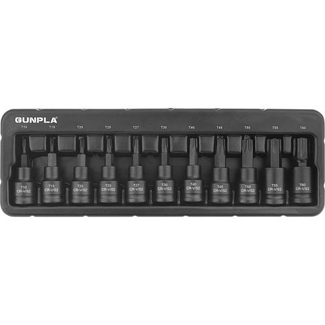 Coffret Douille Torx Male 3/8", Douille a Choc Torx Acier S2 T10-T60, Jeu de Douilles à Embouts Étoile pour Mécanique Auto (1/5)