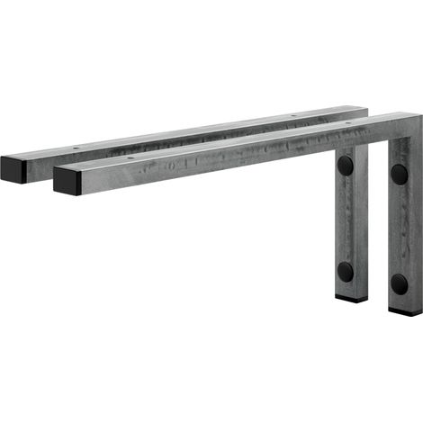 Holzbrink 2x Wandkonsole Rohstahl mit Klarlack für Waschtisch, 450x200 mm Modell L