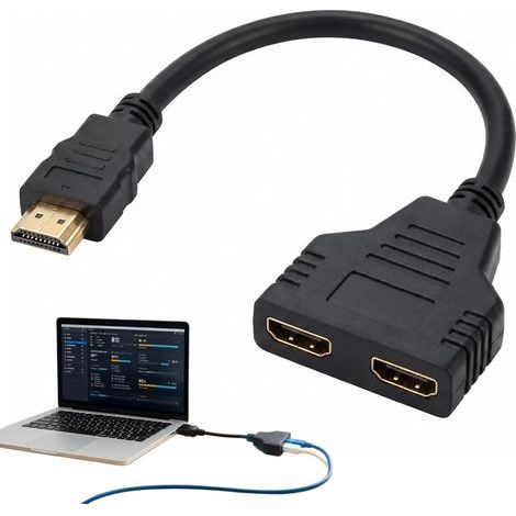 1 PCS HDMI Splitter Adapter,Dual HDMI,1080p Male to Dual HDMI Female,1 to 2 Way Cable Splitter for HDTV HD LED LCD Screen and Projectors Two TVs 2 Monitor Switch (1/5)