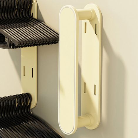 Organisateur mural de cintres en plastique extensible, sans perçage, pliable, pour dressing et buanderie, couleur crème. (1/5)