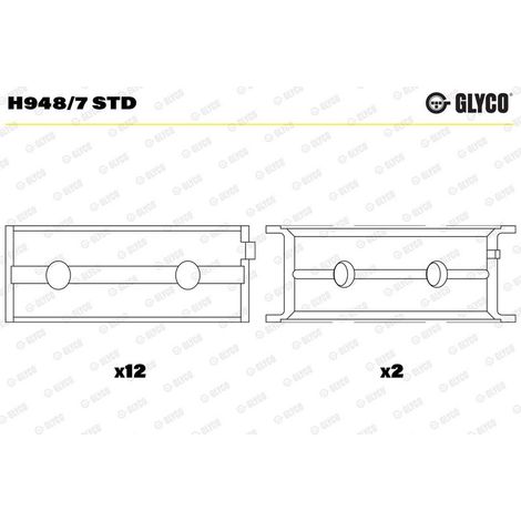 Coussinet de paliers de vilebrequin GLYCO H948/7 STD für OE 1 267 281 9 - 1 267