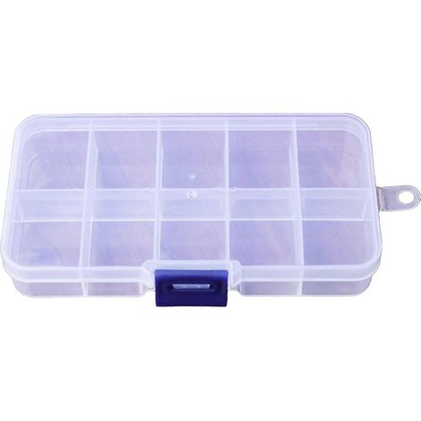 Verstellbare, transparente Aufbewahrungsbox aus Kunststoff mit 10 Fächern für kleine Schmuckteile