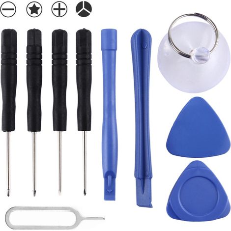 10-in-1 Repair Tool Kit (4 screwdrivers + 2 levers + 1 suction cup + 2 thick triangular blades + SIM card ejection tool) (1/4)