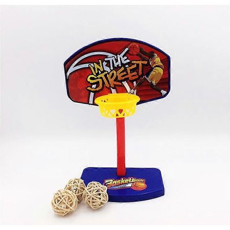 Mini-jeu de basket-ball avec mini-supports et panier, jeu de basket-ball pour oiseaux de table, jouet éducatif et stimulant pour perroquets gris du Gabon. (1/3)