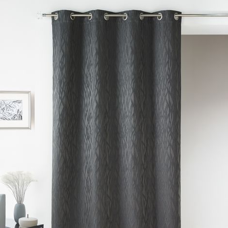 Rideau tamisant en jacquard imprimé Gris anthracite 135x260 cm