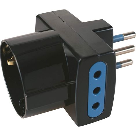 Polypool Adattatore Multiplo Pluristandard Spina 10A 2P+T 2 Prese 10A 2P+T 1 Presa 10-16A 2P+T 250V Nero (1/4)