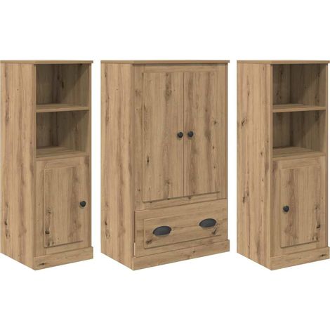 Haut Armoire 3 pcs Buffet Chêne artisanal Bois d'ingénierie (1/5)