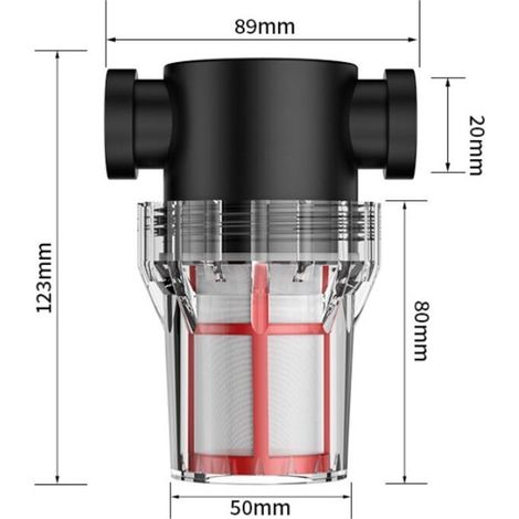 CSPARKV Filtre Anti-sable pour pompe à eau, avec cartouche - Diamètre d'interface de 20 mm (1/4)