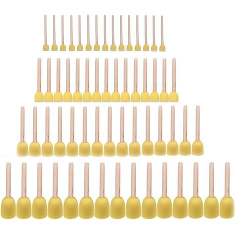Sponge Brush - Wooden Handle - Round Foam Painting Tool - For Arts Crafts Wall Decoration Clay Miniatures - 60 Pieces (1/5)