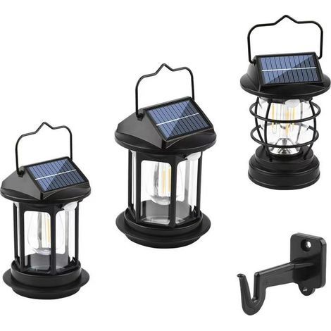 Lampe de camping à capteur solaire (1 pièce), lampe de tente portable rechargeable pour l'extérieur, éclairage de maison et de jardin. (1/3)