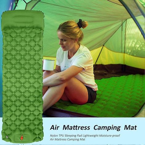 Tapis de camping gonflable ultraléger, portable et portable, avec coussin, couverture imperméable. (1/5)