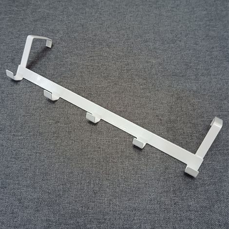 Patère de Porte Manteau Blanc, Crochet Suspendu avec 5 Crochets, Support Mural Sans Perçage, Accroche-Vêtements Pratique pour Porte, Rangement Économiseur d'Espace (1/4)