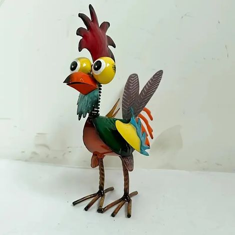 Statue de coq en métal coloré pour extérieur, décoration de bureau, objet décoratif, artisanat, décoration de jardin.