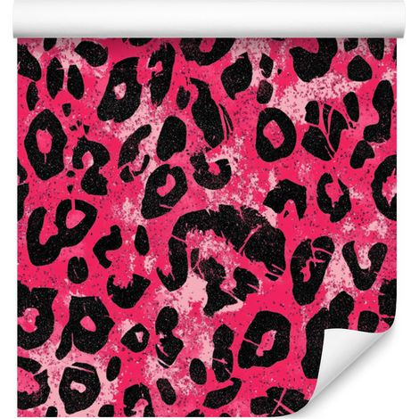 Papel pintado de cuero rosa con purpurina en rosa, burdeos y negro, 50x1000 cm. (1/5)
