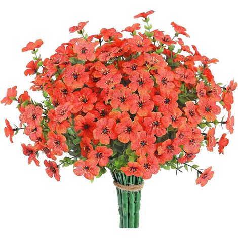 10 Pices De Fleurs Artificielles De Marguerite En Eucalyptus Orange, Fleurs Artificielles Pour L'extrieur, Fleurs Artificielles Pour La Dcoration (1/5)