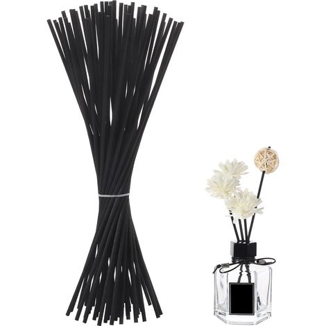Bâton Diffuseur de Parfum, 48 Pcs Batonnets Diffuseur Parfum Batons Diffuseur d'Arôme en Fibre pour Huile Essentielle Maison Bureau Hôtel Spa, 34 cm x 4 mm, Noir