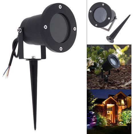 Un projecteur extérieur GU10 avec mât – aluminium moulé noir – étanche IP65 (lumière chaude)