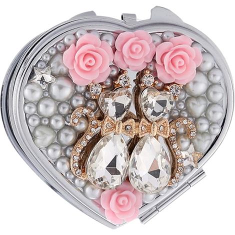 Miroir de Maquillage Compact de Cœur, Miroir de Voyage pour Femme, Accessoire Cosmétique Portable et Pratique (1/5)