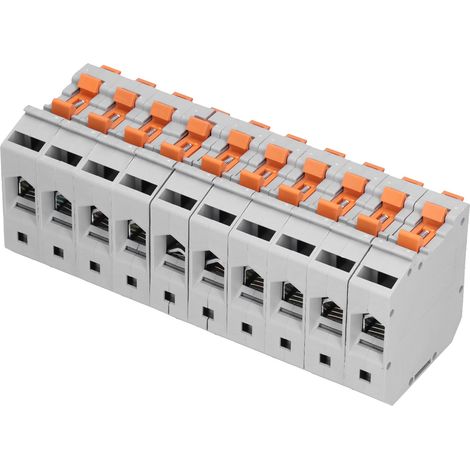 Lot de 10 Bornes de Jonction pour Rail DIN, Connexion Filaire Combinée Antidérapante 50mm 150A 1000V UK50N (1/5)